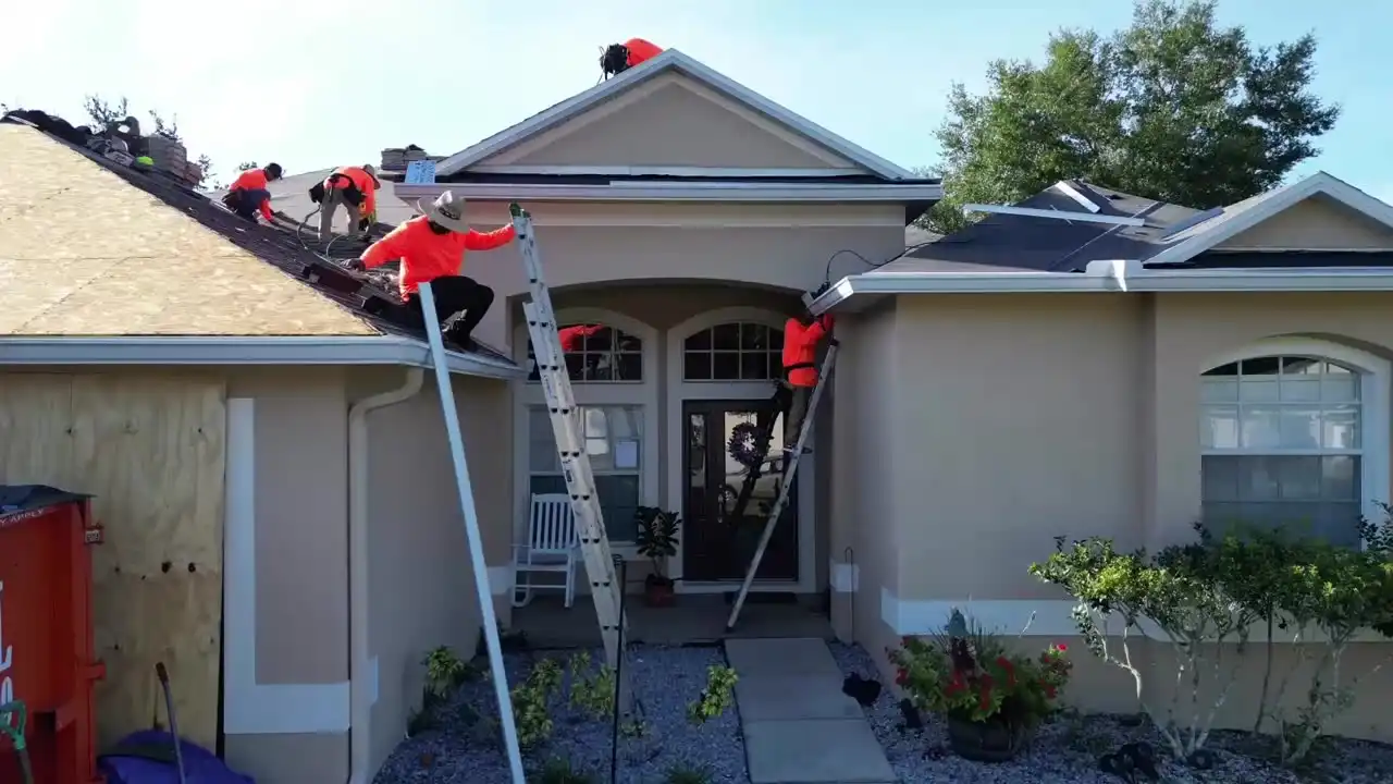 Protech Roofing crew working on a residential roof in Spring Hill, FL