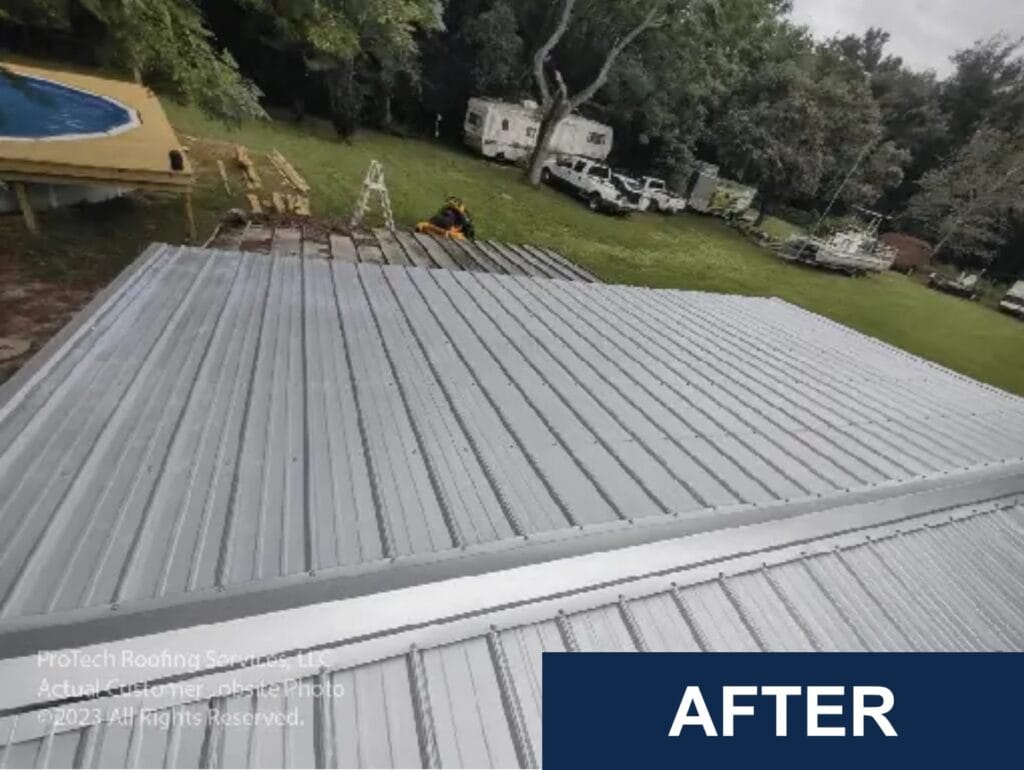 New high-performance metal roof replacement in Brooksville, FL by Protech Roofing.